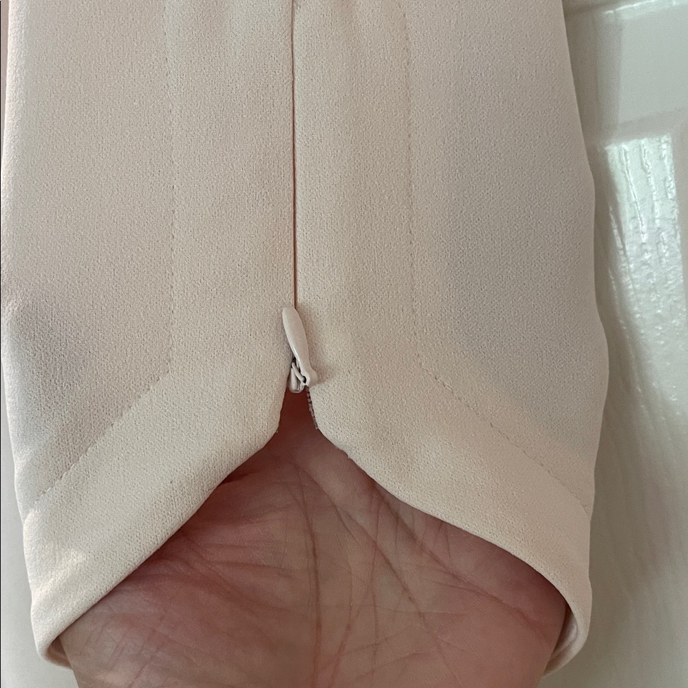 Light Blush Midi Dress with Notch Neck and Zip Sleeves Size 4 Neutral - Picture 10 of 16